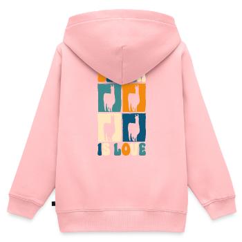 Lama Ferme Animal Amérique du Sud Doux - Sweat Premium à capuche zippé enfant bio - rose - Dos - AI Model Kid Female (0cm)