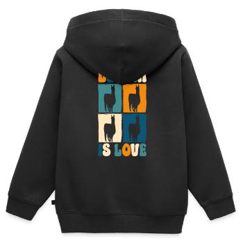 Llama Nutztier Südamerika Sanft - Kinder Premium Organic Zip Hoodie - Schwarz - Hinten - AI Model Kid Male (0cm)