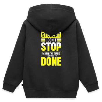 Universität Uni Nerd - Kinder Premium Organic Zip Hoodie - Schwarz - Hinten - AI Model Kid Male (0cm)