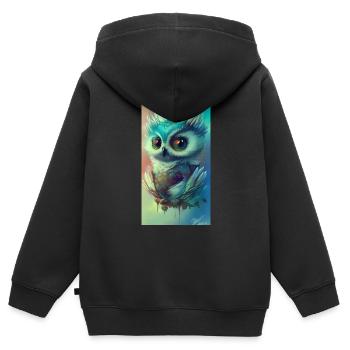 Cute owl - Kids Premium Organic Zip-up Hoodie - black - Back - AI Model Kid Male (0cm)