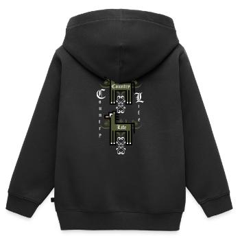 Countrylife Cheval - Sweat Premium à capuche zippé enfant bio - noir - Dos - AI Model Kid Male (0cm)