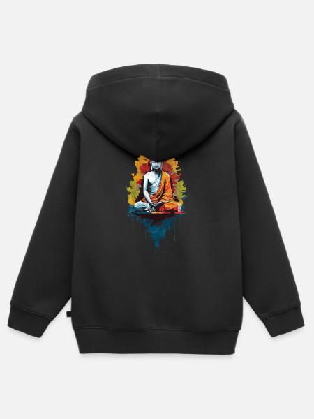 Bunter Buddha - Kinder Premium Organic Zip Hoodie - Schwarz