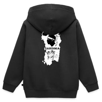 Sardinia Insel Landkarte mit Palmen Piratenkopf - Kinder Premium Organic Zip Hoodie - Schwarz - Hinten - AI Model Kid Male (0cm)