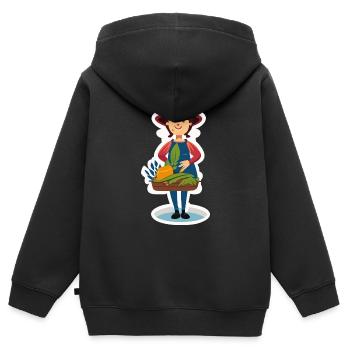 Bäuerin - Kinder Premium Organic Zip Hoodie - Schwarz - Hinten - AI Model Kid Male (0cm)