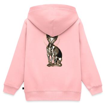 chat sphinx squelette tatouage - Sweat Premium à capuche zippé enfant bio - rose - Dos - AI Model Kid Female (0cm)