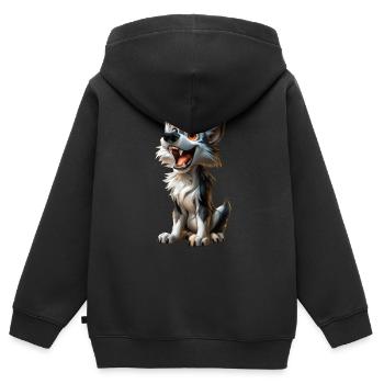 Grey Wolf #lovely toons - Kinder Premium Organic Zip Hoodie - Schwarz - Hinten - AI Model Kid Male (0cm)