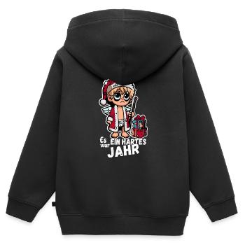 Lustiger Christkind Spruch - Kinder Premium Organic Zip Hoodie - Schwarz - Hinten - AI Model Kid Male (0cm)