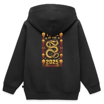 Chinesisches Neujahr 2025 Frohes chinesisches - Kinder Premium Organic Zip Hoodie - Schwarz - Hinten - AI Model Kid Male (0cm)