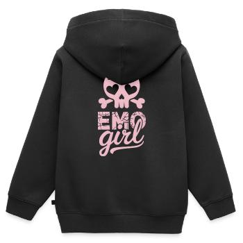 Fille emo ! - Sweat Premium à capuche zippé enfant bio - noir - Dos - AI Model Kid Male (0cm)