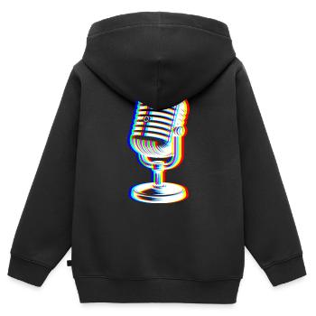 Micro Glitch – Art Sonore - Sweat Premium à capuche zippé enfant bio - noir - Dos - AI Model Kid Male (0cm)