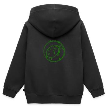 Moutons - Laine - Troupeau de moutons - Nature - Ferme - Sweat Premium à capuche zippé enfant bio - noir - Dos - AI Model Kid Male (0cm)