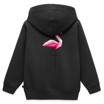Flamingo - Kinder Premium Organic Zip Hoodie - Schwarz - Hinten - AI Model Kid Male (0cm)