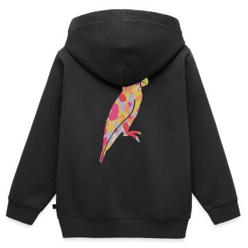 Cacatoès Cacatoès Enfants Femmes Filles Oiseau Perroquet - Sweat Premium à capuche zippé enfant bio - noir - Dos - AI Model Kid Male (0cm)