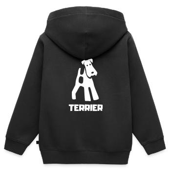 Fox Terrier TERRIER - Sweat Premium à capuche zippé enfant bio - noir - Dos - AI Model Kid Male (0cm)