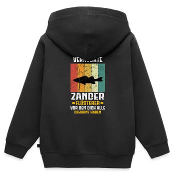 Zander Angeln Angler Raubfisch fischen - Kinder Premium Organic Zip Hoodie - Schwarz - Hinten - AI Model Kid Male (0cm)