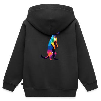 Erdmännchen in großen Pixeln Cool, Savannah Bunt - Kinder Premium Organic Zip Hoodie - Schwarz - Hinten - AI Model Kid Male (0cm)