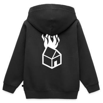 Burning house - Kids Premium Organic Zip-up Hoodie - black - Back - AI Model Kid Male (0cm)