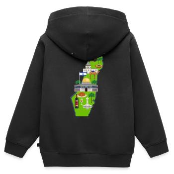 Israel - Kinder Premium Organic Zip Hoodie - Schwarz - Hinten - AI Model Kid Male (0cm)