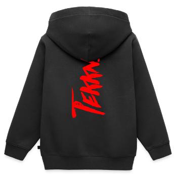 TEKKNO TECHNO HARD TEKK HARDTEKK TEKKE - Kinder Premium Organic Zip Hoodie - Schwarz - Hinten - AI Model Kid Male (0cm)