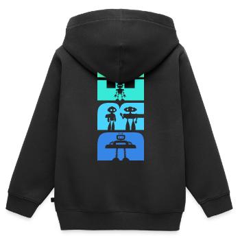 Geburtstag Kinder 3 Jahre alt Robotik Roboter - Kinder Premium Organic Zip Hoodie - Schwarz - Hinten - AI Model Kid Male (0cm)