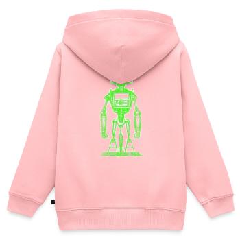 Dessin de robot vert néon - Sweat Premium à capuche zippé enfant bio - rose - Dos - AI Model Kid Female (0cm)
