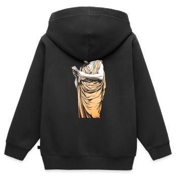 Philosophe grec avec smartphone - Sweat Premium à capuche zippé enfant bio - noir - Dos - AI Model Kid Male (0cm)