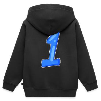 1 Gagnant - Sweat Premium à capuche zippé enfant bio - noir - Dos - AI Model Kid Male (0cm)