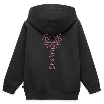 Chakra, fleur, chakra du cœur, symbole, rose - Sweat Premium à capuche zippé enfant bio - noir - Dos - AI Model Kid Male (0cm)