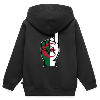 Drapeau algérien numéro 1 - Sweat Premium à capuche zippé enfant bio - noir - Dos - AI Model Kid Male (0cm)