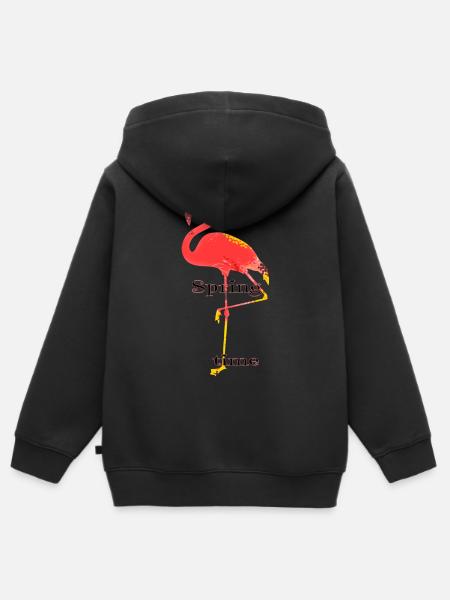 Flamingo - Kinder Premium Organic Zip Hoodie - Schwarz