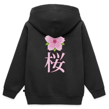 Japanische Kirschblüte - Kinder Premium Organic Zip Hoodie - Schwarz - Hinten - AI Model Kid Male (0cm)