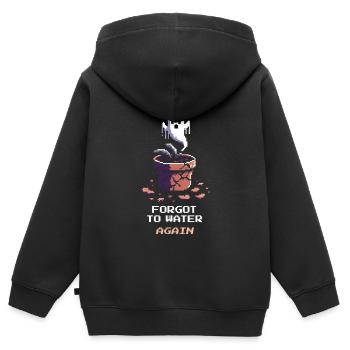 Perma Death | Pflanzen vergessen | Gamer Spruch - Kinder Premium Organic Zip Hoodie - Schwarz - Hinten - AI Model Kid Male (0cm)