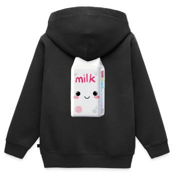 Milch Kawaii - Kinder Premium Organic Zip Hoodie - Schwarz - Hinten - AI Model Kid Male (0cm)