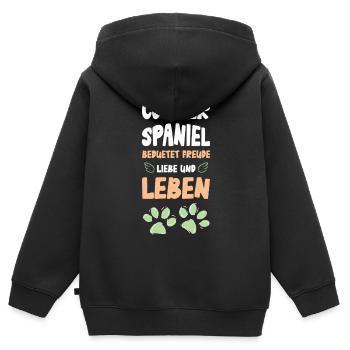 Cocker Spaniel Lebensfreude - Kinder Premium Organic Zip Hoodie - Schwarz - Hinten - AI Model Kid Male (0cm)