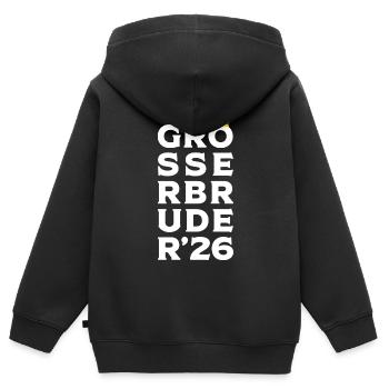 Großer Bruder 2026 Krone - Schwangerschaft Baby - Kinder Premium Organic Zip Hoodie - Schwarz - Hinten - AI Model Kid Male (0cm)