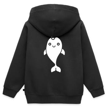 narval - Sweat Premium à capuche zippé enfant bio - noir - Dos - AI Model Kid Male (0cm)