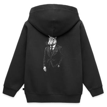 Dapper Rabbit en costume - Sweat Premium à capuche zippé enfant bio - noir - Dos - AI Model Kid Male (0cm)