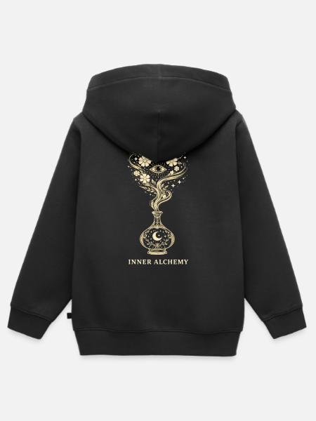 Innere Alchemie-Mond-Blumenkunst - Kinder Premium Organic Zip Hoodie - Schwarz