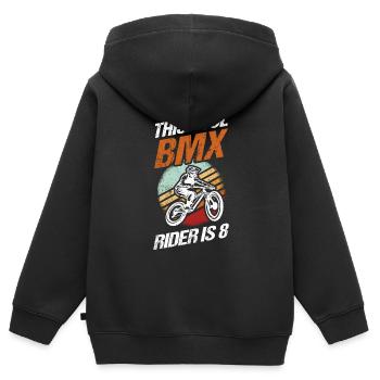 Ce pilote de BMX cool est un motard à 8 roues BMX Party Ride - Sweat Premium à capuche zippé enfant bio - noir - Dos - AI Model Kid Male (0cm)