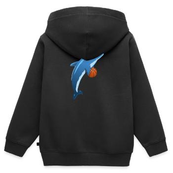 Basketball-Sport-Delphin Delphin - Kinder Premium Organic Zip Hoodie - Schwarz - Hinten - AI Model Kid Male (0cm)