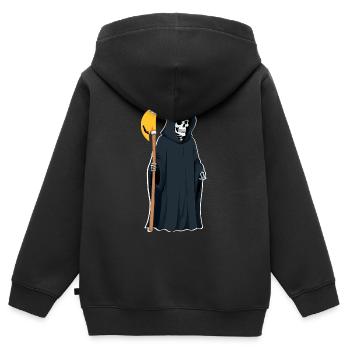 Sensenmann Sense Gevatter Tod - Kinder Premium Organic Zip Hoodie - Schwarz - Hinten - AI Model Kid Male (0cm)