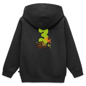 Birthday number 3 Dino dinosaur boy - Kids Premium Organic Zip-up Hoodie - black - Back - AI Model Kid Male (0cm)