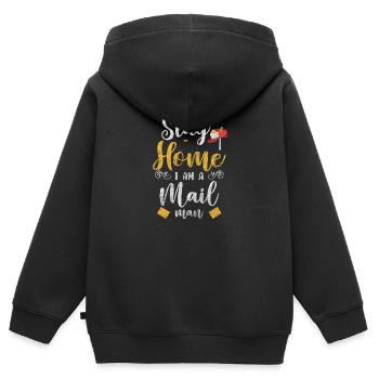 Poste Travail Facteur - Sweat Premium à capuche zippé enfant bio - noir - Dos - AI Model Kid Male (0cm)
