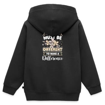 Einzigartig Mensch Besonders - Kinder Premium Organic Zip Hoodie - Schwarz - Hinten - AI Model Kid Male (0cm)