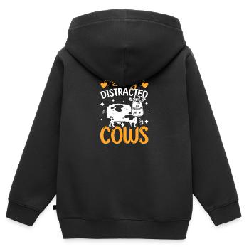 Kühe Bauer Nutztier - Kinder Premium Organic Zip Hoodie - Schwarz - Hinten - AI Model Kid Male (0cm)