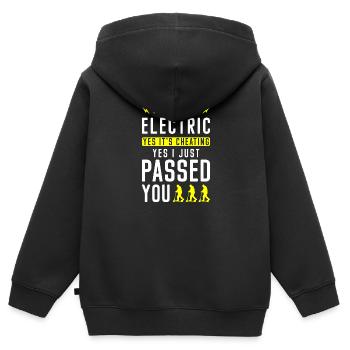 E-Scooter Elektrisch - Kinder Premium Organic Zip Hoodie - Schwarz - Hinten - AI Model Kid Male (0cm)