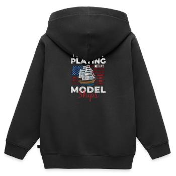 Schiff Modellbauer Schifffahrt - Kinder Premium Organic Zip Hoodie - Schwarz - Hinten - AI Model Kid Male (0cm)