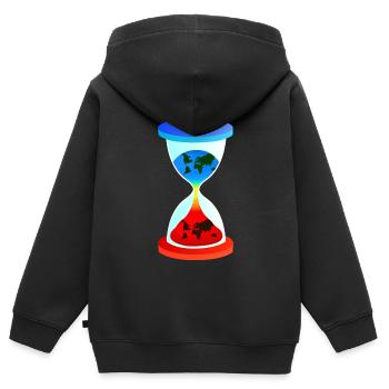 hourglass, climate change, global warming, sanduhr - Kinder Premium Organic Zip Hoodie - Schwarz - Hinten - AI Model Kid Male (0cm)
