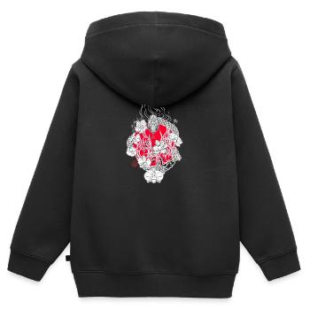 Japanische Schlange und Orchideen in den Flammen - Kinder Premium Organic Zip Hoodie - Schwarz - Hinten - AI Model Kid Male (0cm)