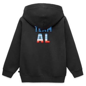 Team Al | Warming Stripes - Kinder Premium Organic Zip Hoodie - Schwarz - Hinten - AI Model Kid Male (0cm)